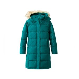 L.L. Bean Down Puffer DownTek Faux Fur Trim Hood Midi Coat Parka